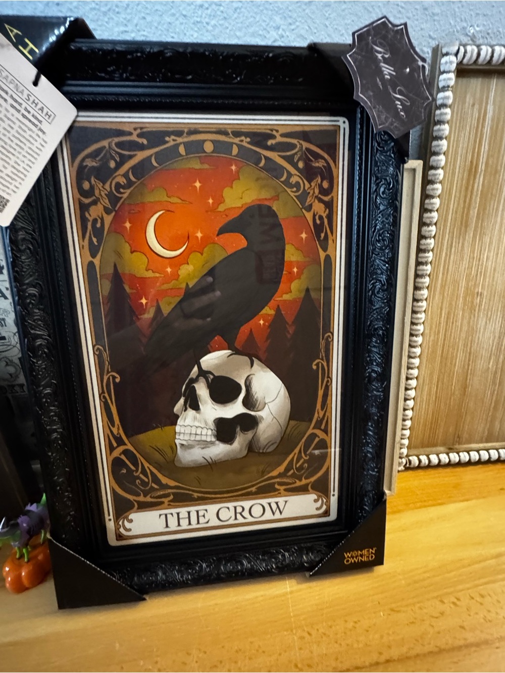 Sapna Shah Tarot Card The Crow with Skull Wall Hanging Picture Halloween